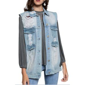 long denim vest
